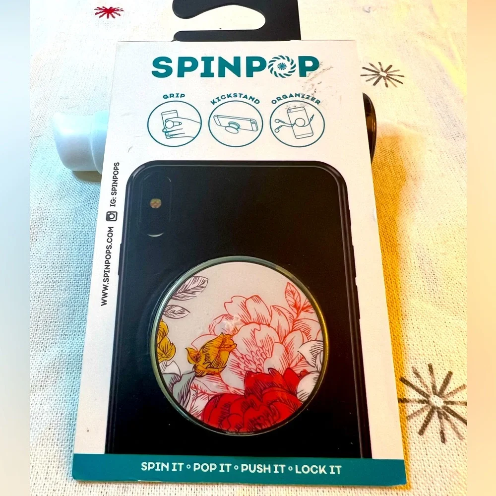 Red Floral Phone Grip Stand